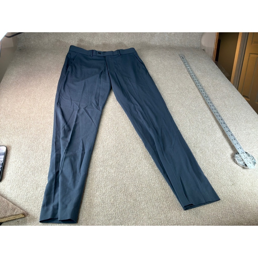Original Penguin Mens Slim Fit Dress Pants Gray Blue Wool Blend 32x32 OP5471